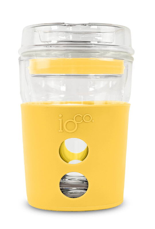 8oz Glass Coffee / Tea Travel Cup - Sunny Yellow